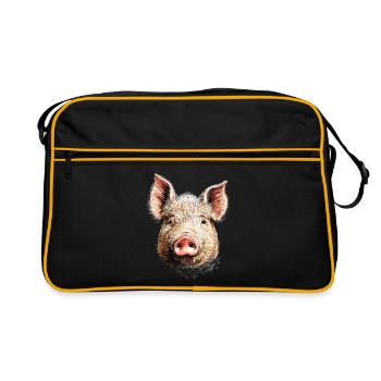 Cochon domestique Truie Cochons Love Piggy - Sac Retro - noir/or - Devant
