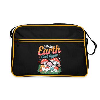 Make Earth Cool Again Champignon Kawaii Nature - Sac Retro - noir/or - Devant