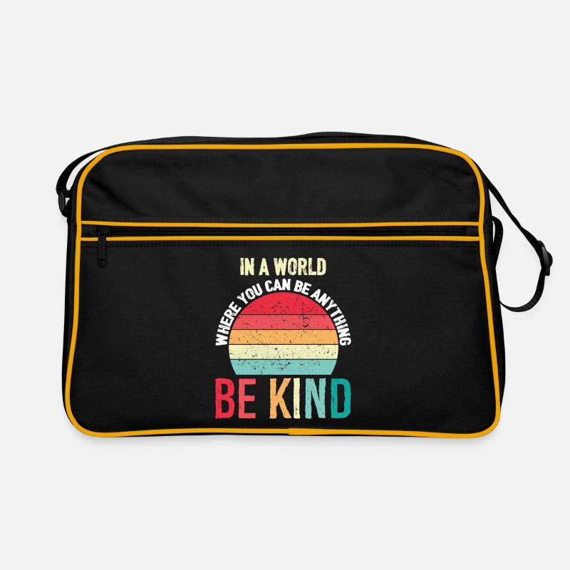 In-A-World-Where-You-Can-Be-Anything-support-Ki - Retro Tasche - Schwarz/Gold