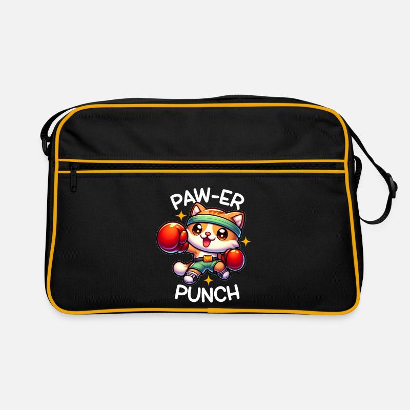 Chat boxer - Sac Retro - noir/or