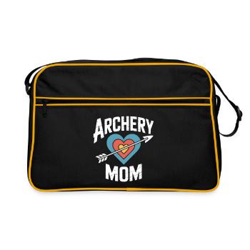 Bogenschießen Spruch Mutter Bogenschießen Geschenk - Retro Tasche - Schwarz/Gold - Vorne