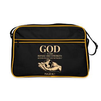 Dieu est notre refuge et notre force – Psaume 46:1 - Sac Retro - noir/or - Devant