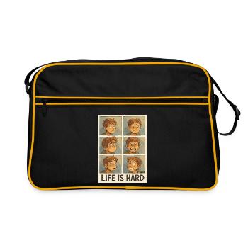 Expressive Childhood Emotions Illustration - Retro Bag - black/gold - Front