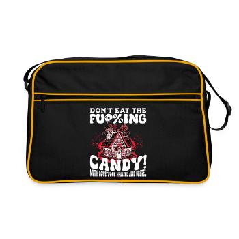 Gingerbread house with candy canes and slogans - Retro Bag - black/gold - Front