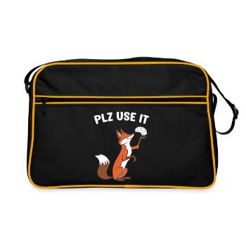 Ein lustiges Fuchs mit dem Gehirn plz use it  - Retro Tasche - Schwarz/Gold - Vorne