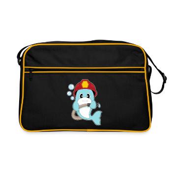 Dolphin fireman fire hose fire department - Retro Bag - black/gold - Front