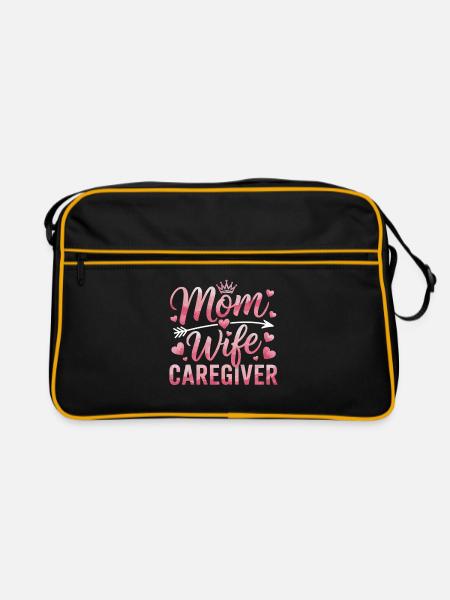 Mother Daughter Heart Motif - Retro Bag - black/gold - Front
