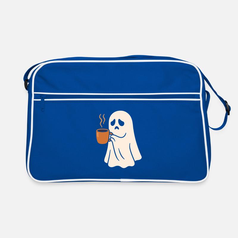Scary ghost with coffee cup Retro Bag