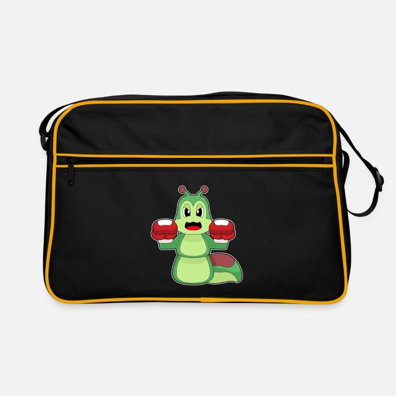 Raupe Boxer Boxhandschuhe Boxen - Retro Tasche - Schwarz/Gold