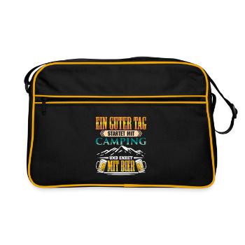 Camper Camping Caravan Saying - Retro Bag - black/gold - Front