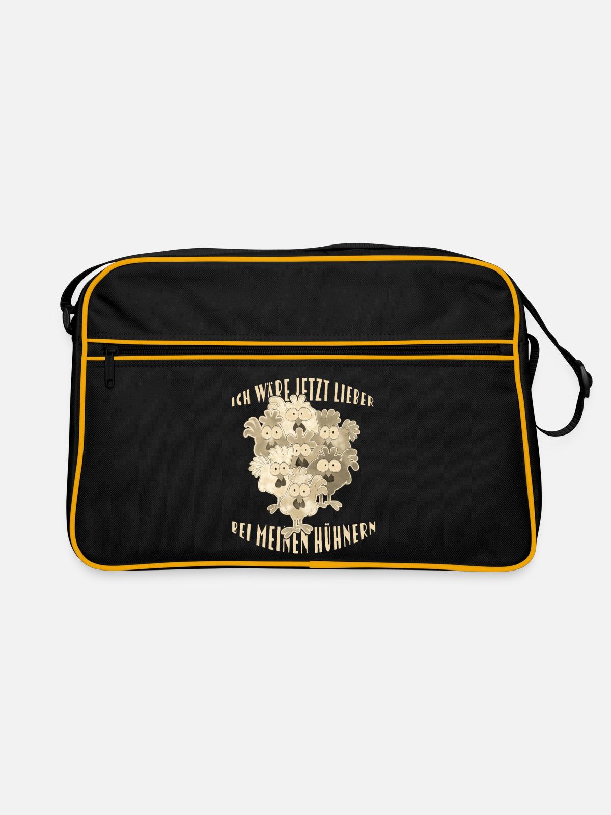 Chickens Saying - Retro Bag - black/gold - Front
