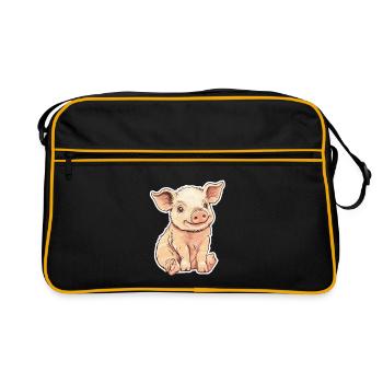 Pig Piglet - Retro Bag - black/gold - Front