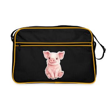 Pig Piglet - Retro Bag - black/gold - Front