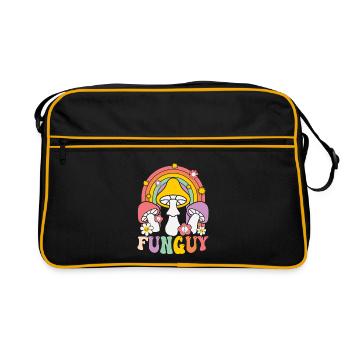 Design de champignon funky avec arc-en-ciel - Sac Retro - noir/or - Devant