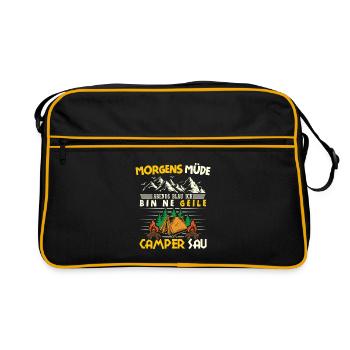 Camper Camping Caravan Saying - Retro Bag - black/gold - Front