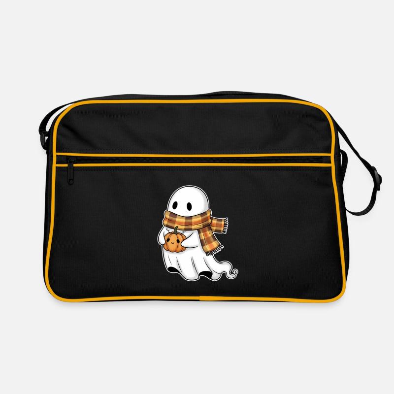 Herbstlicher Geist mit Kürbis und Schal Retro Tasche