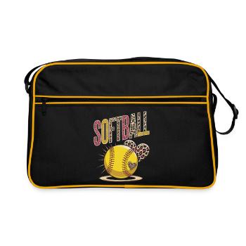 Motif de softball à imprimé léopard - Sac Retro - noir/or - Devant