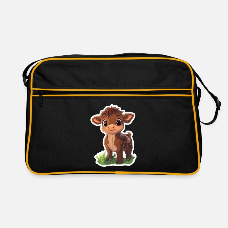 Kuh - Retro Tasche - Schwarz/Gold