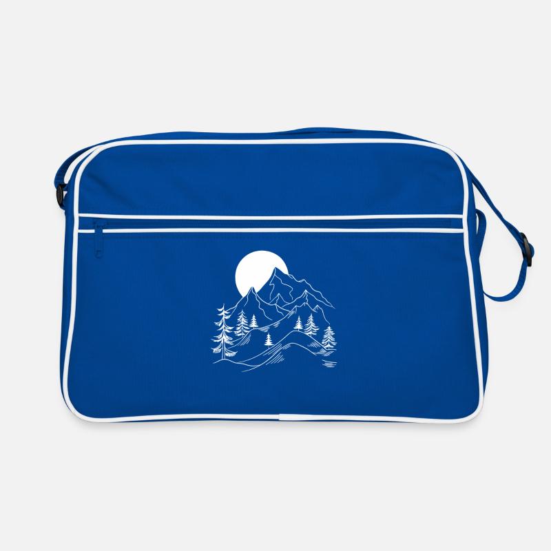 Mountain landscape with sun and trees nature Retro Bag
