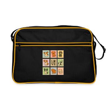 Adorable Puppy Dog Collection with Love Motif - Retro Bag - black/gold - Front
