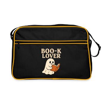 Cute Ghost Book Lover Print - Retro Bag - black/gold - Front