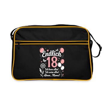 Enfin 18 anniversaire 18 ans cadeau fille - Sac Retro - noir/or - Devant