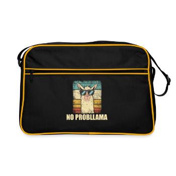 Kein Probllama Lustiges Retro-Lama - Retro Tasche - Schwarz/Gold - Vorne