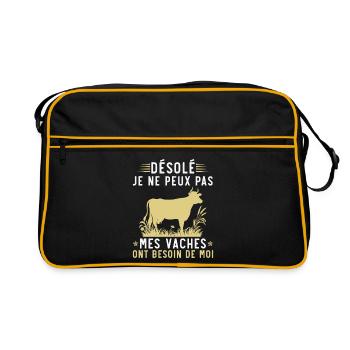 Mes vaches ont besoin de moi - Sac Retro - noir/or - Devant