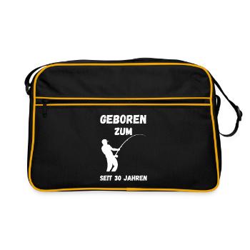 Angler T-Shirt – Born to fish for 30 years. - Retro Bag - black/gold - Front
