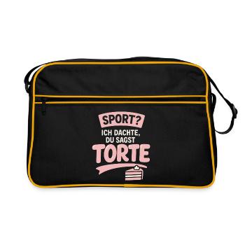 Sport? Je croyais que tu avais dit gâteau | Gâteau drôle - Sac Retro - noir/or - Devant
