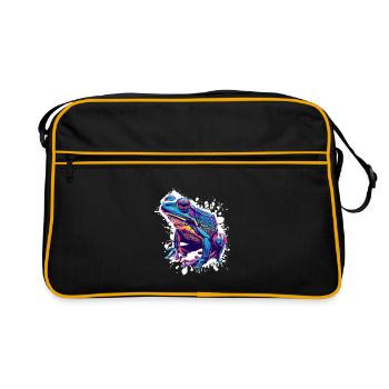 Grenouille Néon Splash Art - Sac Retro - noir/or - Devant