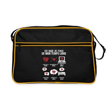 Was ich in meiner Freizeit mache Humorvolles Boxen - Retro Tasche - Schwarz/Gold - Vorne