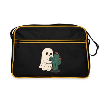Fantôme étreignant les fleurs de cactus - Sac Retro - noir/or - Devant