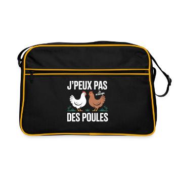 Ich kann mich nicht um den Humorzüchter der Hühner kümmern - Retro Tasche - Schwarz/Gold - Vorne