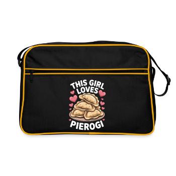 Pierogi Spruch Polnisch Lustiges Pierogi Geschenk - Retro Tasche - Schwarz/Gold - Vorne