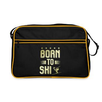 geboren zum ski - Retro Tasche - Schwarz/Gold - Vorne
