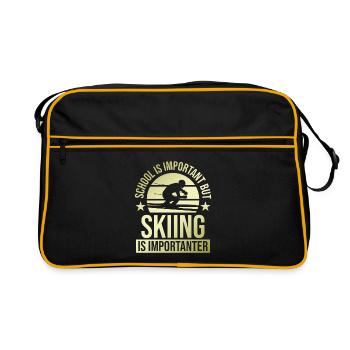 L’école est importante Le ski plus important - Sac Retro - noir/or - Devant