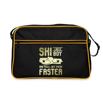 ski junge - Retro Tasche - Schwarz/Gold - Vorne