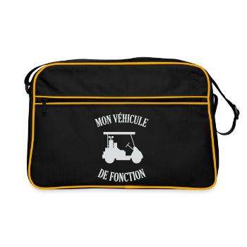 Mon véhicule de fonction humour golf - Sac Retro - noir/or - Devant