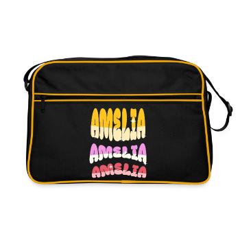 Amelia Name - Retro Tasche - Schwarz/Gold - Vorne