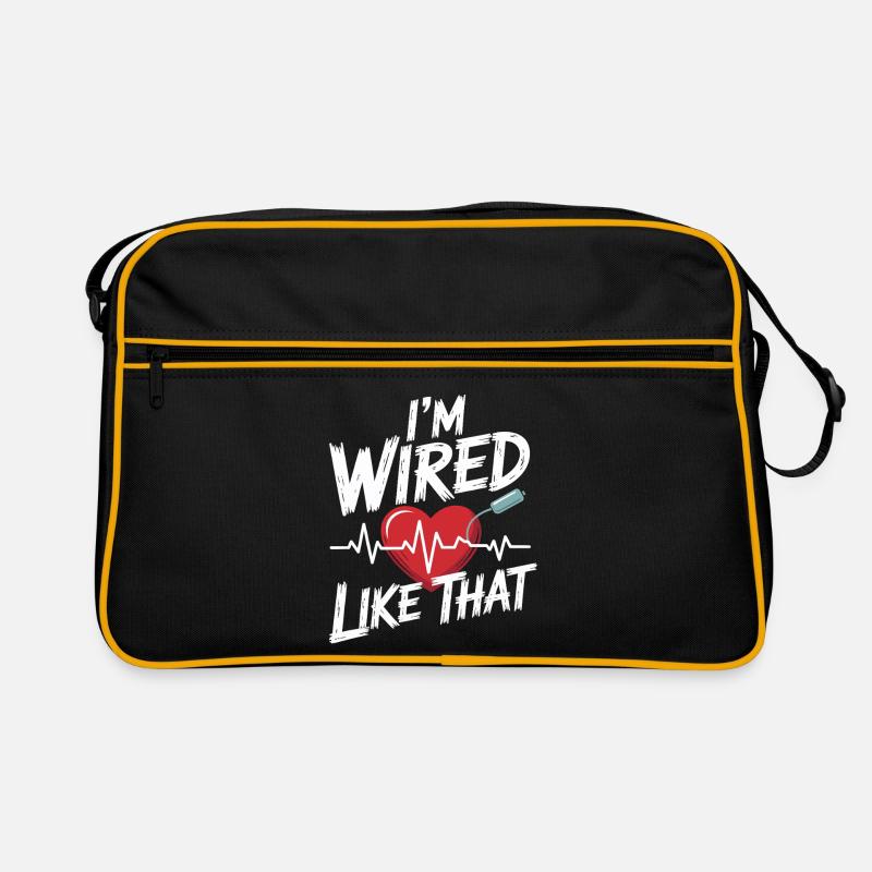 Ich bin vernetzt Herzschlag - Retro Tasche - Schwarz/Gold