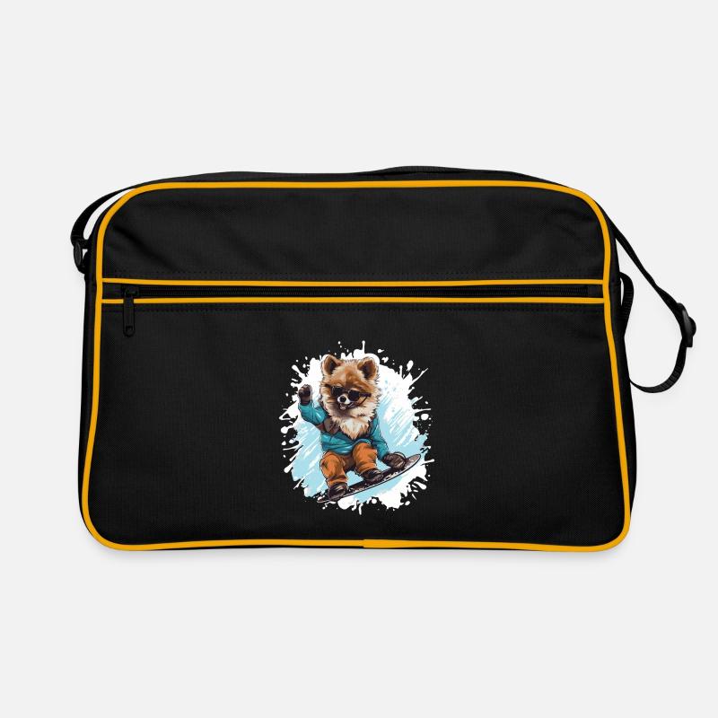 Pomeranian Hund Snowboard Retro Tasche