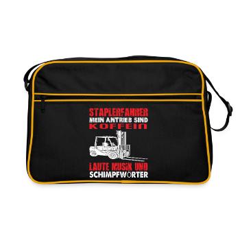 Chariot élévateur Humour Musique forte Chemise - Sac Retro - noir/or - Devant