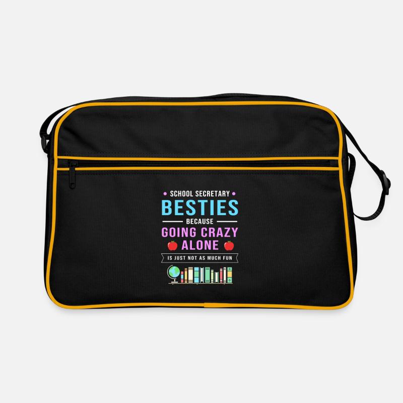 Schulsekretärin Sekretärin Schule - Retro Tasche - Schwarz/Gold