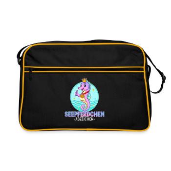 Écusson hippocampe avec dégradé - Sac Retro - noir/or - Devant