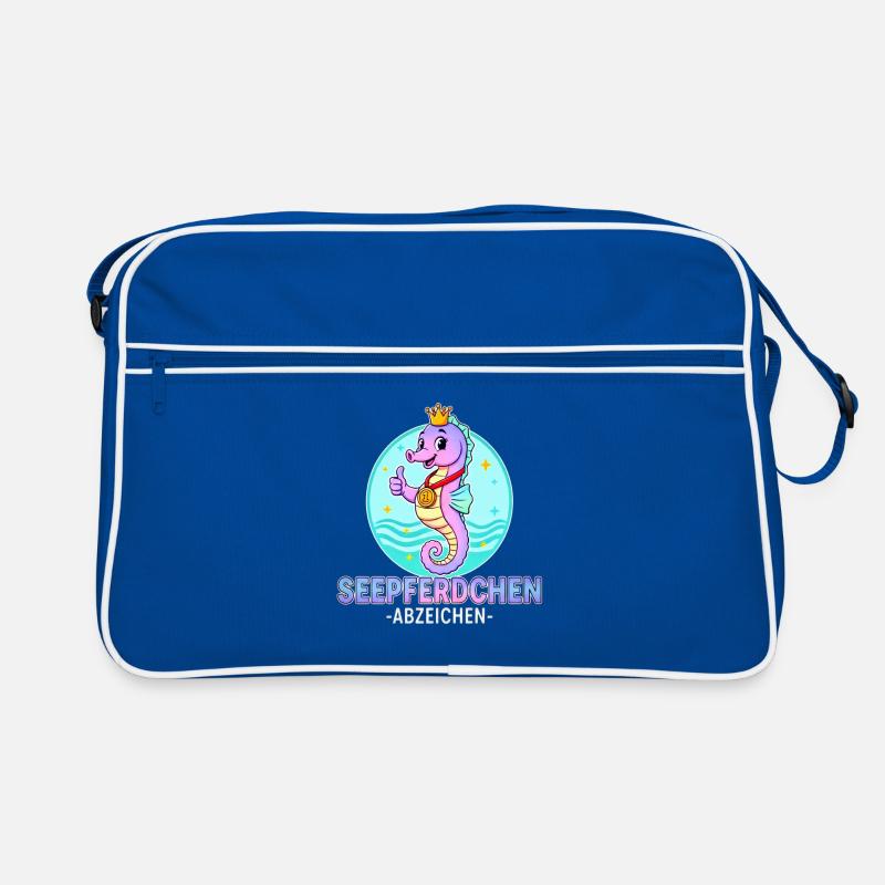 Seepferdchen Abzeichen mit Farbverlauf Retro Tasche