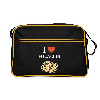 Ich liebe Focaccia Illustration Brot - Retro Tasche - Schwarz/Gold - Vorne