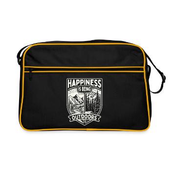 Le bonheur, c’est d’être à l’extérieur, la nature, la randonnée, l’humour - Sac Retro - noir/or - Devant