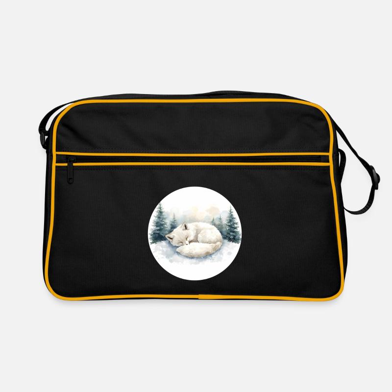 Polarfuchs Schneeschlaf Aquarell Retro Tasche