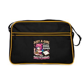 Anime Ramen Sketching Girl - Retro Bag - black/gold - Front